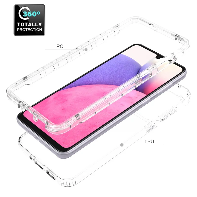 For Samsung Galaxy A33 5G Reinforced Corner Shock Absorbing Phone Case Gradient Color TPU + PC Protective Cover - Transparent