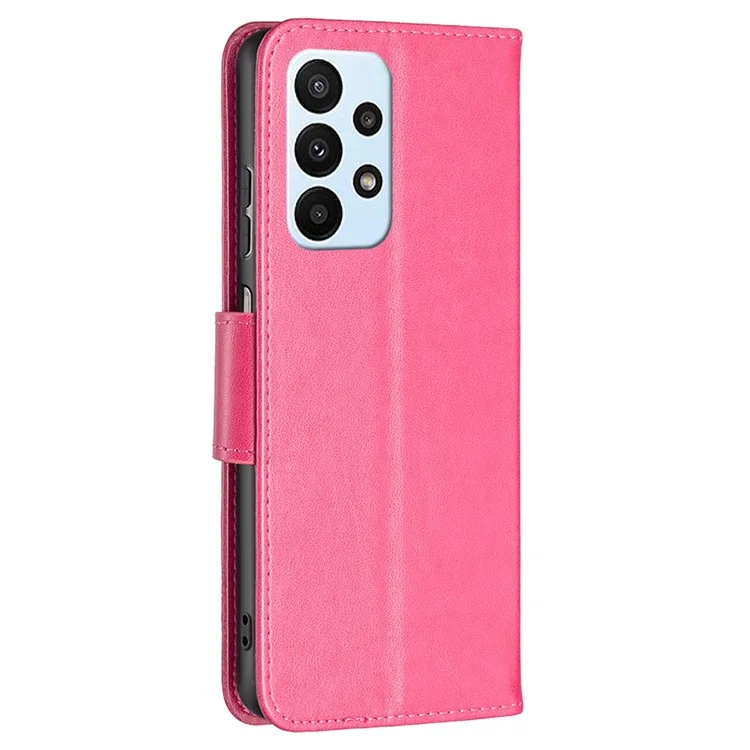 Para o Samsung Galaxy A23 4G (165,4 x 76,9 x 8,4mm), Capa de Telefonia Impressa na Borboleta Anti-drop PU Stand Stand Com Alça de Mão - Rosa