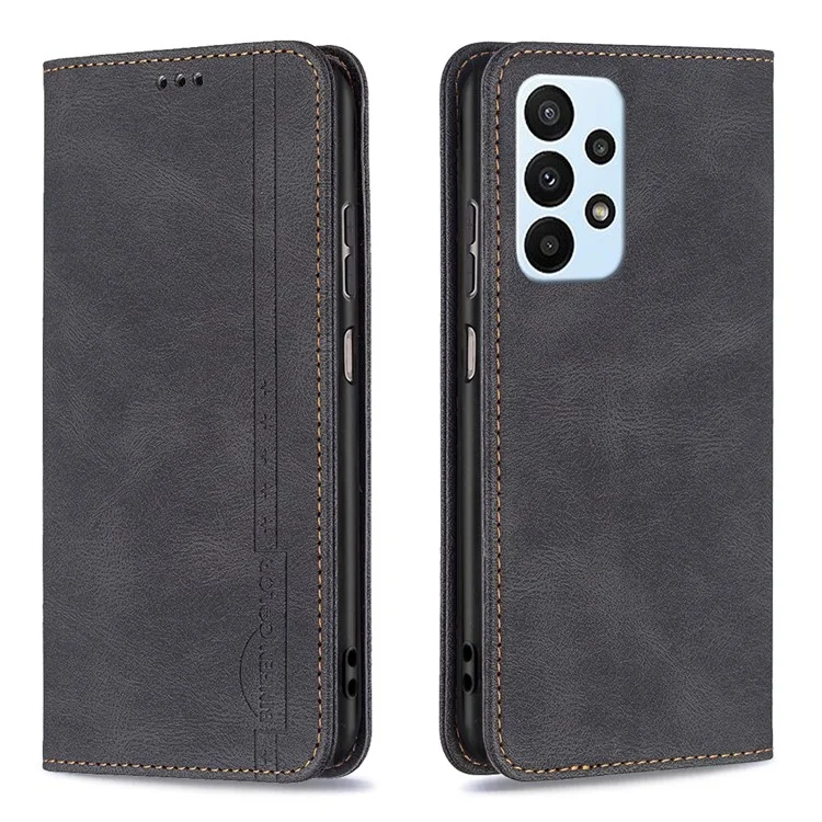Binfen Color BF08 Para Samsung Galaxy A23 4G (165,4 x 76,9 x 8,4 Mm) PU Couro+tpu Proteção de Camada Dupla RFID Bloqueando a Cobertura de Corpo Inteiro Polhe - Preto