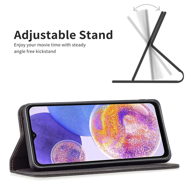 Binfen Color BF08 Para Samsung Galaxy A23 4G (165,4 x 76,9 x 8,4 Mm) PU Couro+tpu Proteção de Camada Dupla RFID Bloqueando a Cobertura de Corpo Inteiro Polhe - Preto