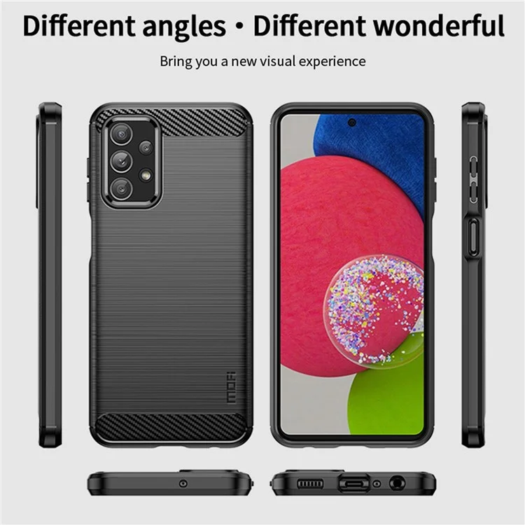 MOFI JK TPU Serie-1 für Samsung Galaxy A23 4G / 5G (Globale Version) Brushed Surface Phone Case Carbon Fiber Texture Soft TPU Protective Cover - Schwarz