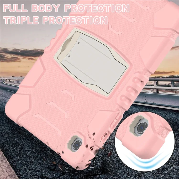 Samsung Galaxy Tab A8 10.5 (2021) X200 / 205 Kickstand Conception PC + Couverture De Boîtes De Tablette Anti-rayures Hybride De Silicone Anti-rayures - Fleurs De Cerisier Rose