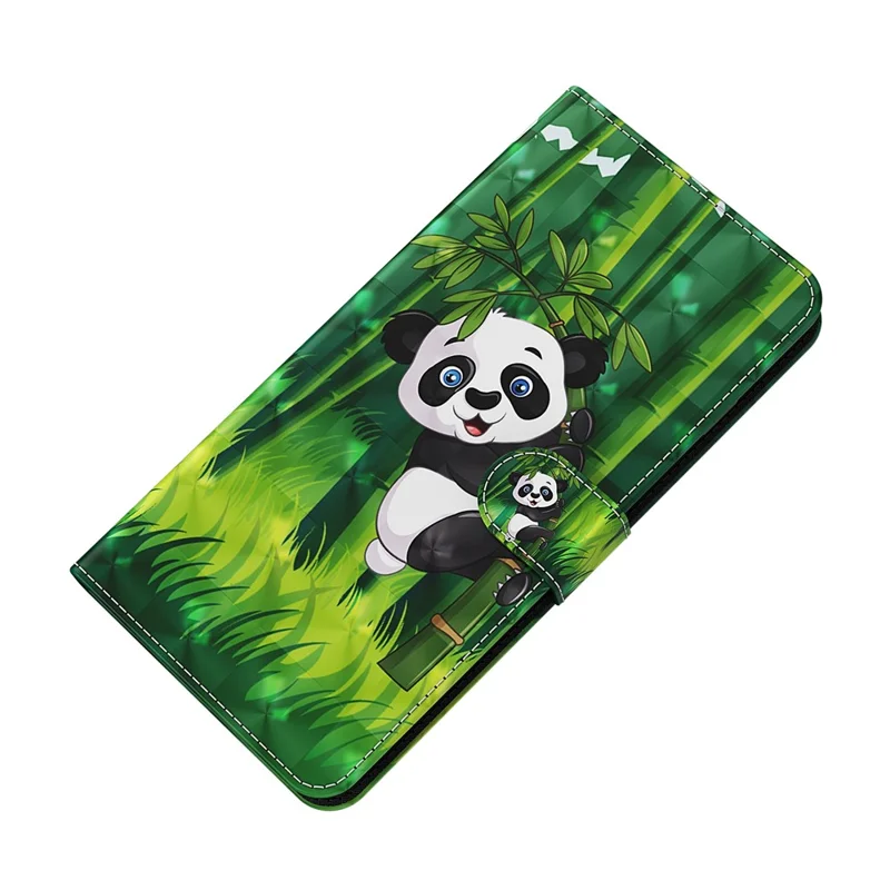 For Samsung Galaxy A23 4G / 5G (Global Version) PU Leather Magnetic Flip Cover 3D Creative Pattern Printing Stand Function Hand Strap Wallet Purse Case - Panda Climbing