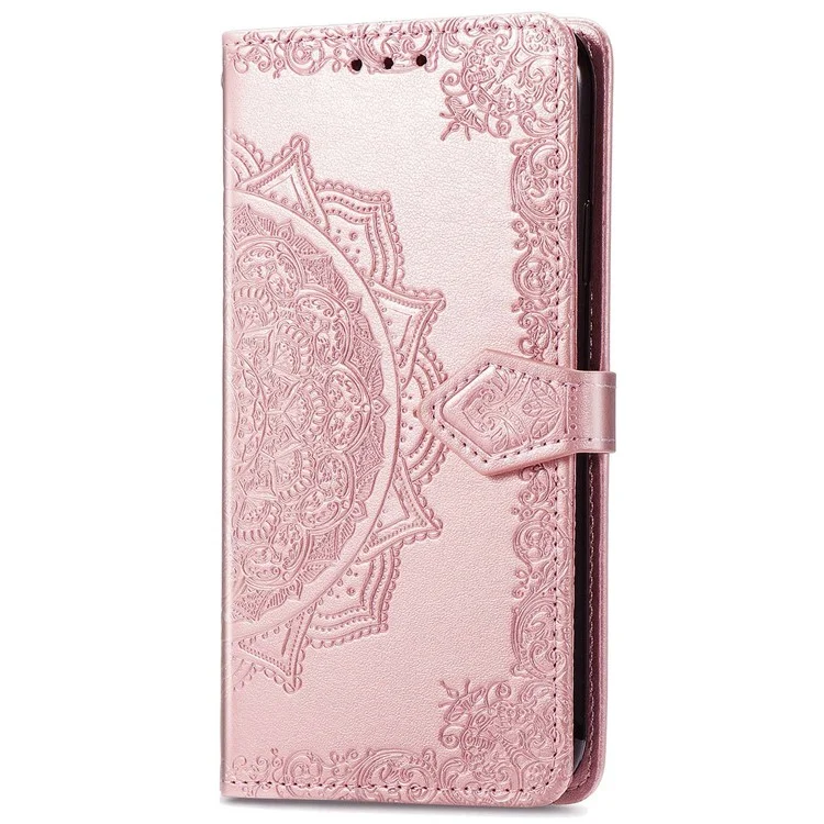 Mandala Embossed Phone Case für Samsung Galaxy A23 4G / 5G (Globale Version) Anti-Sturz-Standfunktionsschutzhülle mit Geldbörse - Roségold