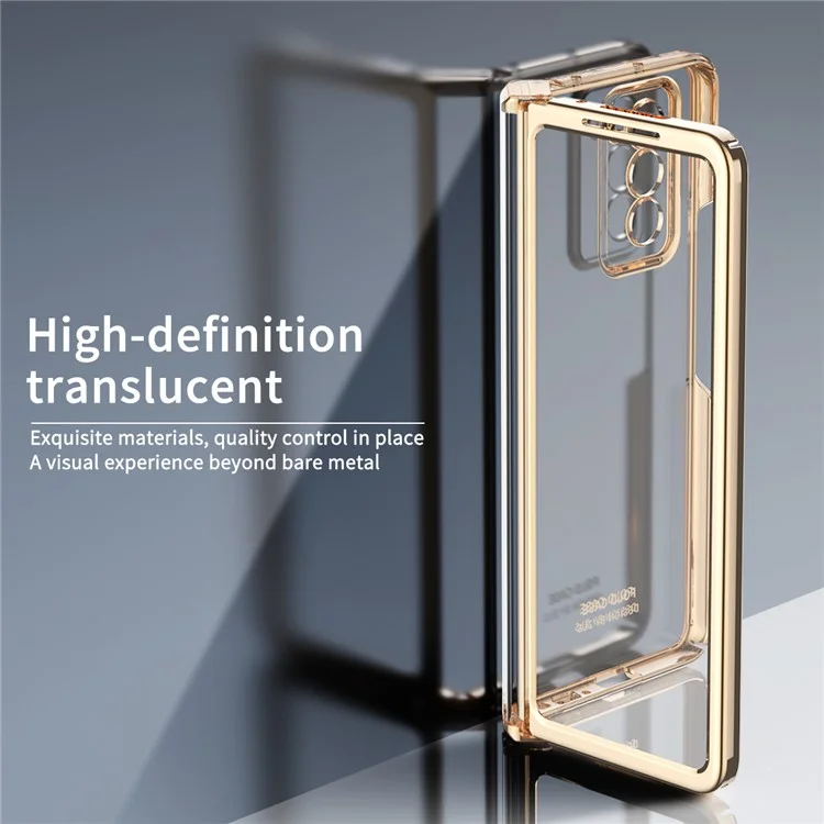 For Samsung Galaxy Z Fold2 5G Anti-fall Electroplating Transparent PC Phone Case Detachable Hinge Design Shockproof Phone Shell - Gold