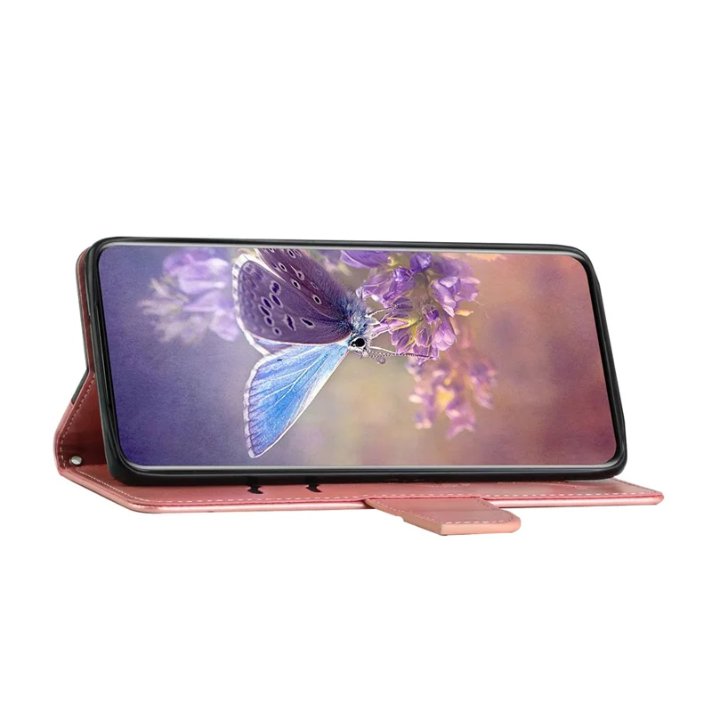 Scratch Resistant Wallet Phone Case for Samsung Galaxy A31 Shockproof Folio Flip Cover Butterfly Flower Imprinted Phone Case with Stand - Rose Gold