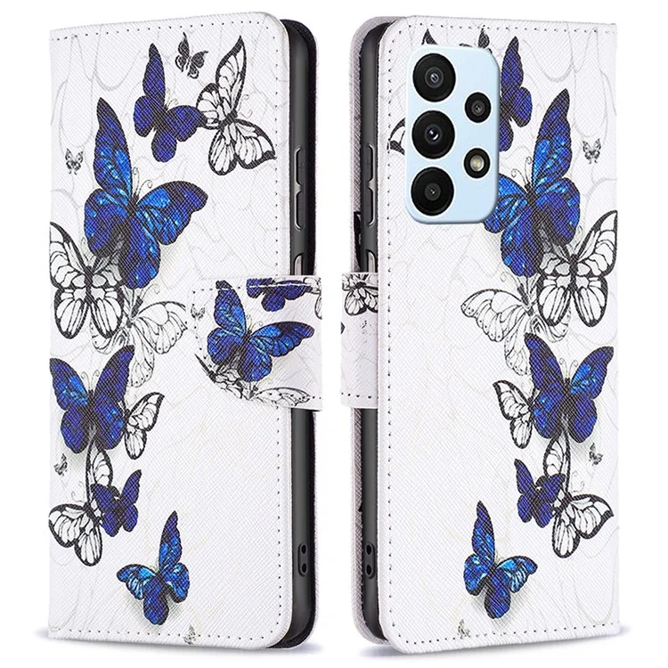 BF Pattern Printing Leather Series-2 für Samsung Galaxy A23 4G / 5G (Global Version) PU Leder Magnetverschluss Musterdruckfall, Ständer Brieftasche Stoßfest Flip Cover - Schmetterlinge