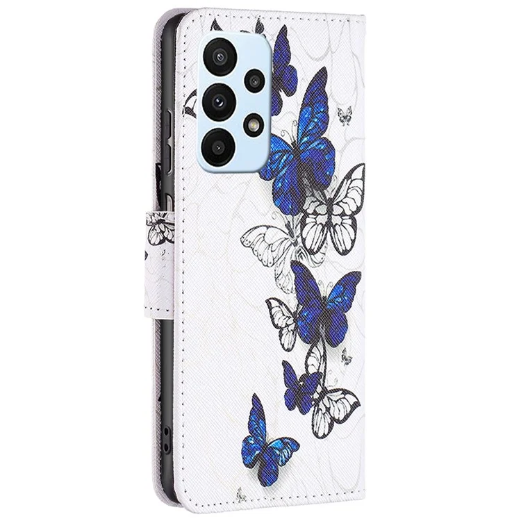 BF Pattern Printing Leather Series-2 Para Samsung Galaxy A23 4G (165.4 x 76.9 x 8.4 Mm) Case de Impresión de Patrón de Cierre Magnético de Cuero Pu, Cubierta de Flip a Prueba de Choque de Billetera de Soporte de Soporte - Mariposas