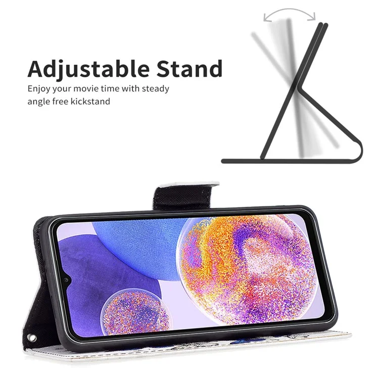 Bf-musterdruck Leder Serie-2 Für Samsung Galaxy A23 4G (165,4 x 76,9 x 8,4 Mm) PU Leder-magnetverschluss Muster Druckhülle, Stand Wallet Wallet Schockdopferabdeckung - Schmetterlinge