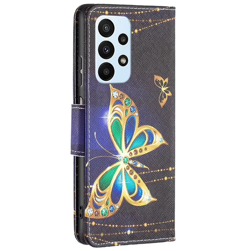 For Samsung Galaxy A23 4G / 5G (Global) Leather Case Pattern Printing Wallet Stand Flip Mobile Cover - Jewelry Butterfly