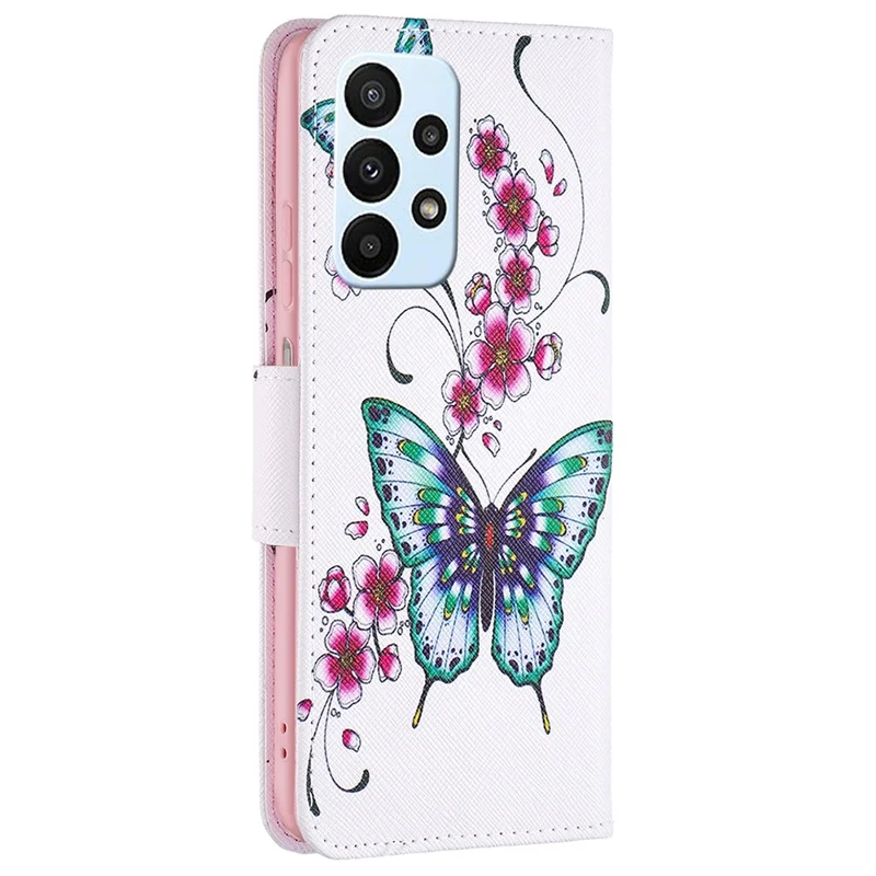 For Samsung Galaxy A23 4G / 5G (Global) Leather Case Pattern Printing Wallet Stand Flip Mobile Cover - Blossom and Flower