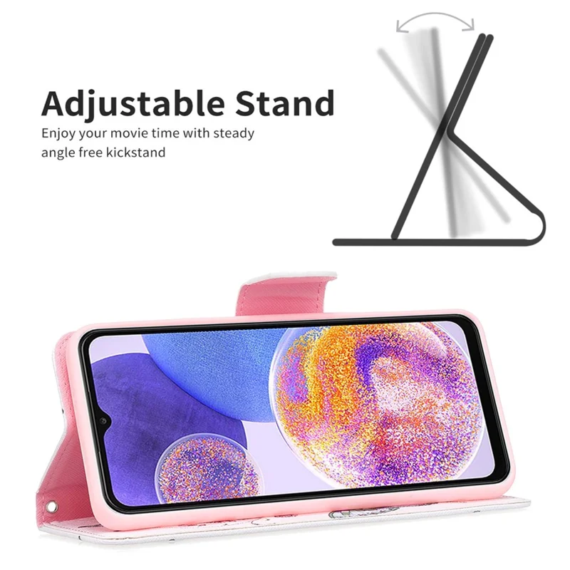 For Samsung Galaxy A23 4G / 5G (Global) Leather Case Pattern Printing Wallet Stand Flip Mobile Cover - Blossom and Flower