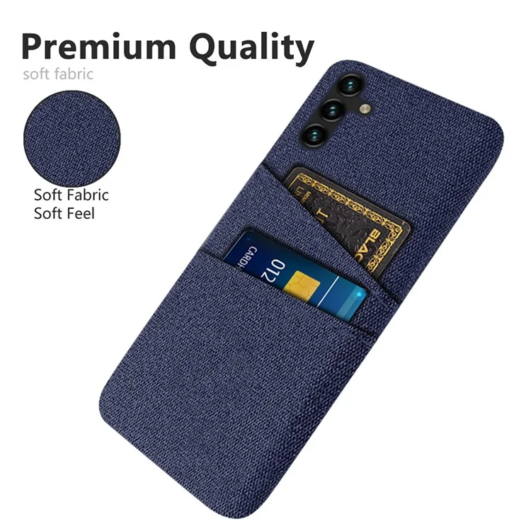 For Samsung Galaxy A13 5G Cloth Texture PC Phone Case Cover with Dual Card Slots - Blue