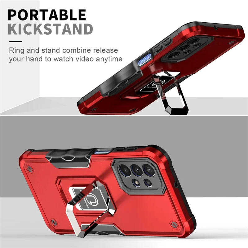 For Samsung Galaxy A23 4G / 5G (Global Version) Phone Case Hybrid Hard PC Soft TPU Shockproof Protective Cover with Magnetic Ring Kickstand Holder - White