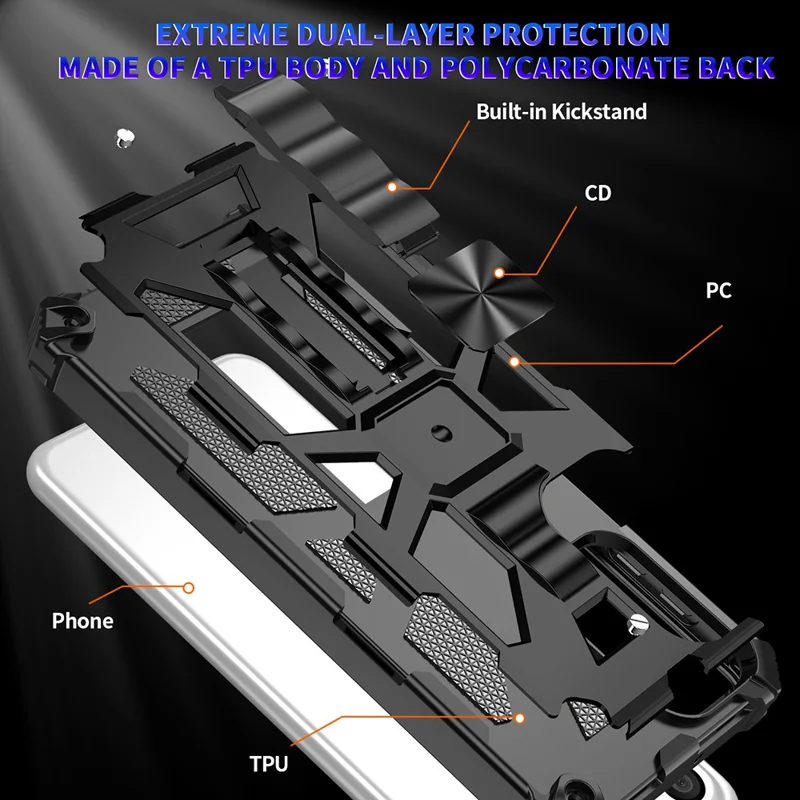 Kickstand Phone Case for Samsung Galaxy A23 4G / 5G (Global Version) Scratch-resistant Anti-fall Cover Shockproof TPU + PC Back Case - Silver