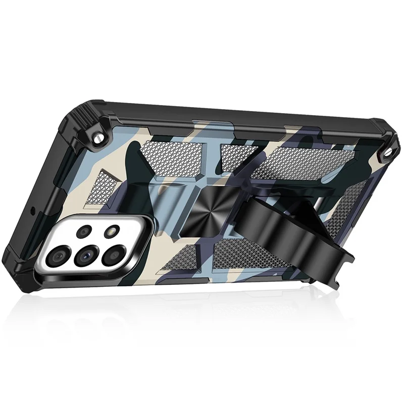 Shockproof Case for Samsung Galaxy A23 4G / 5G (Global Version) Slim Phone Protector Military Grade Armor Hybrid PC+TPU Cover with Kickstand - Blue