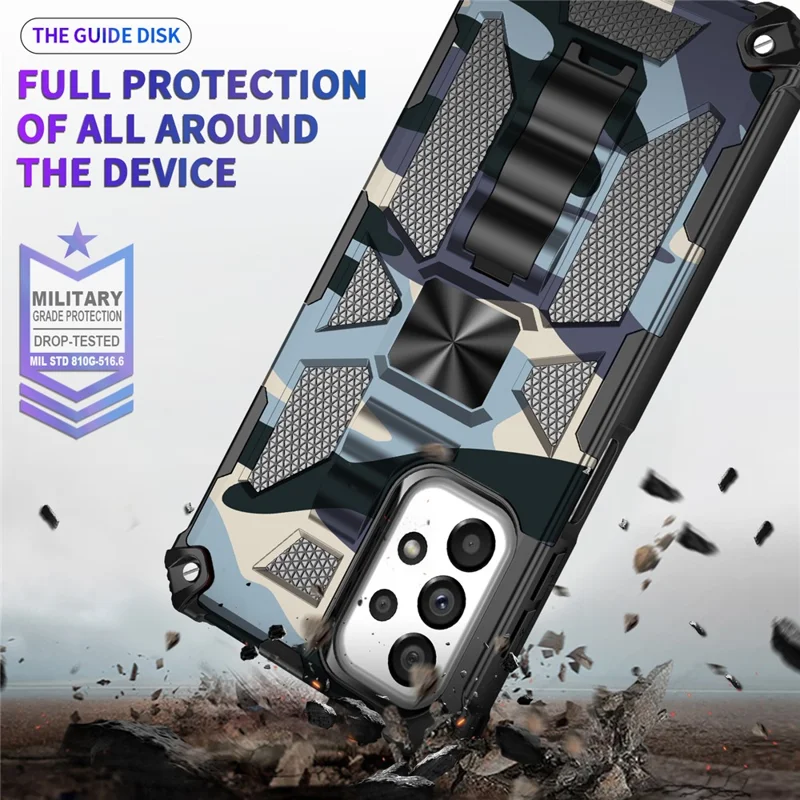 Shockproof Case for Samsung Galaxy A23 4G / 5G (Global Version) Slim Phone Protector Military Grade Armor Hybrid PC+TPU Cover with Kickstand - Blue