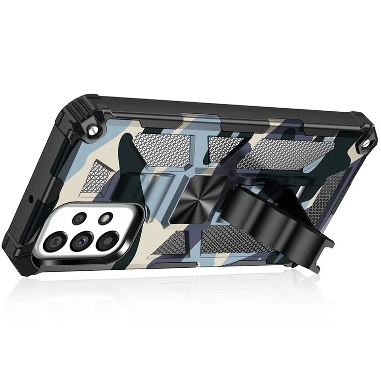 Caixa à Prova de Choque Para Samsung Galaxy A23 4G (165,4 x 76,9 x 8,4 Mm) Protetor de Telefone Fino de Grau Militar Armadura Militar Hybrid PC+TPU Tampa Com Kickstand - Verde