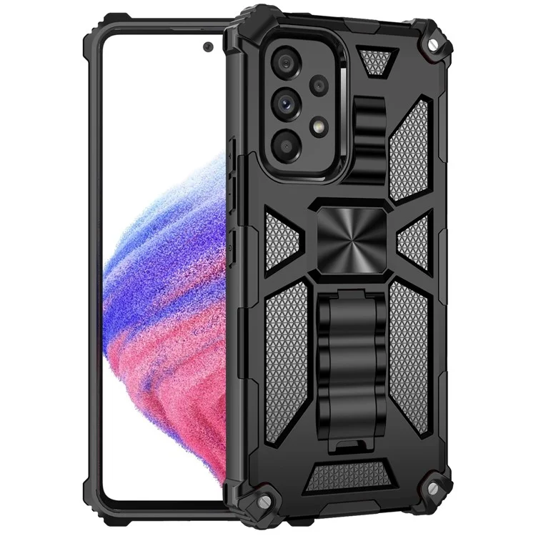 Para Samsung Galaxy A53 5G Protective Case Scratch-resistant Kickstand Inner TPU + Hard PC Shockproof Back Case - Preto