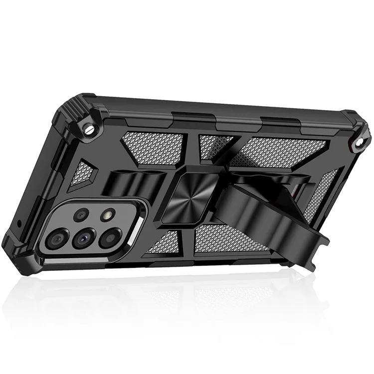 Para Samsung Galaxy A53 5G Protective Case Scratch-resistant Kickstand Inner TPU + Hard PC Shockproof Back Case - Preto