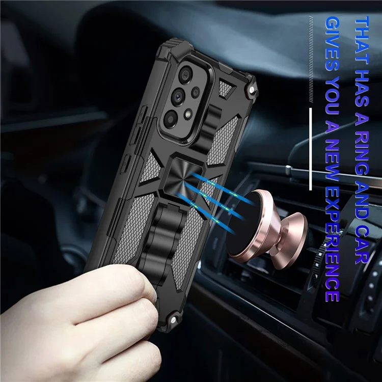 Para Samsung Galaxy A53 5G Protective Case Scratch-resistant Kickstand Inner TPU + Hard PC Shockproof Back Case - Preto