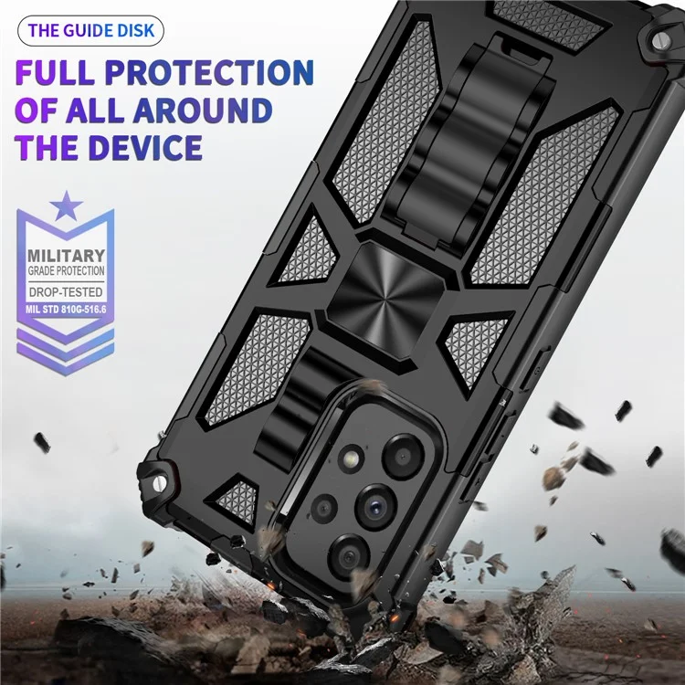 Para Samsung Galaxy A53 5G Protective Case Scratch-resistant Kickstand Inner TPU + Hard PC Shockproof Back Case - Preto