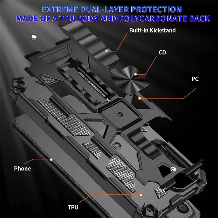 Para Samsung Galaxy A53 5G Protective Case Scratch-resistant Kickstand Inner TPU + Hard PC Shockproof Back Case - Preto