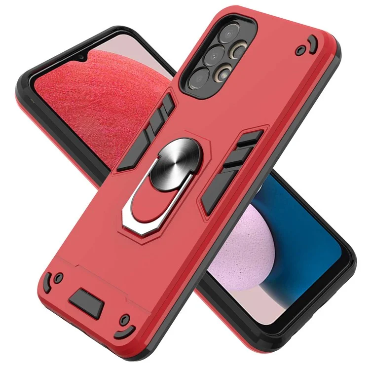 YB PC Series-1 Pour Samsung Galaxy A13 4G Back Case Tpu + PC Hybrid Dual Layer Defender Téléphone Couverture Avec Ring Car Mount Kickstand - Rouge