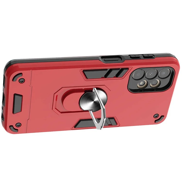 YB PC Series-1 Per Samsung Galaxy A13 4G Back Case TPU+PC Copertina Per Telefono di Difensore a Doppio Livello Con Cavalcatore Per Mount Per Auto ad Anello - Rosso