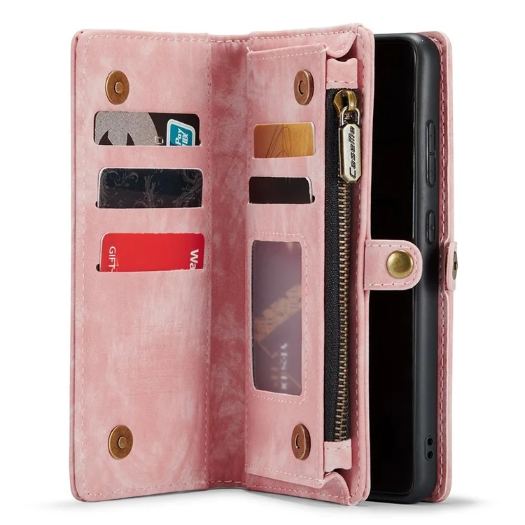 CASEME 008 Series for Samsung Galaxy S22+ 5G PU Leather Detachable 2-in-1 Phone Case Shockproof Anti-fall Wallet Stand Shell - Pink
