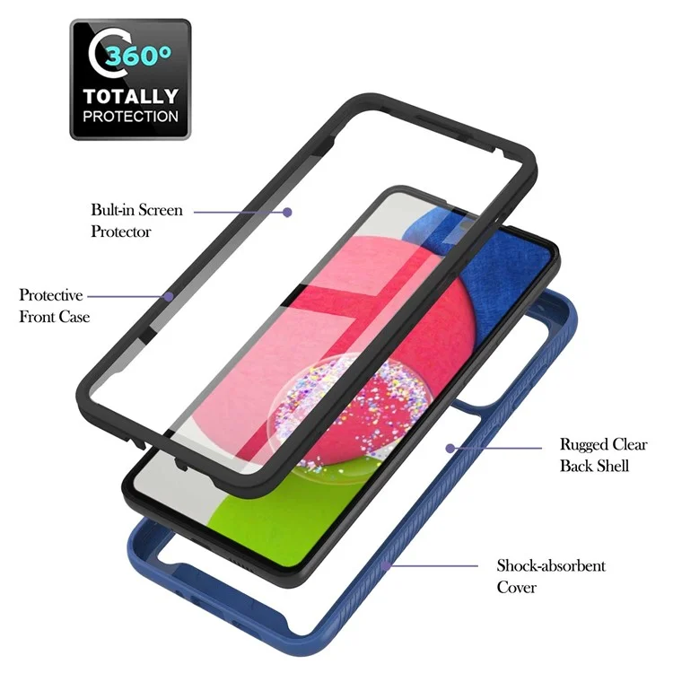 YB PC Series-6 for Samsung Galaxy A73 5G Detachable Phone Case TPU+PC Cover with Built-in PET Screen Protector - Sapphire
