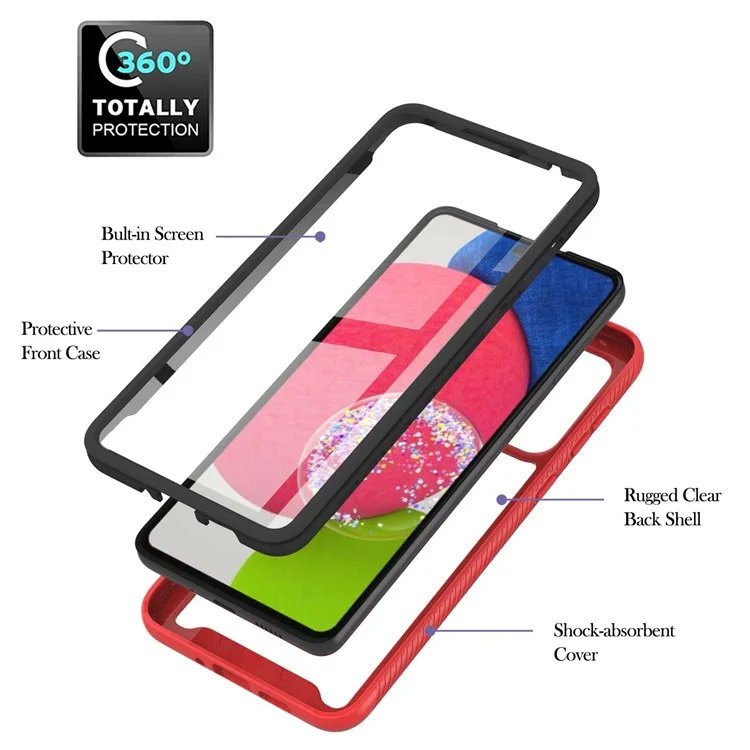 YB PC Series-6 for Samsung Galaxy A73 5G Detachable Phone Case TPU+PC Cover with Built-in PET Screen Protector - Red