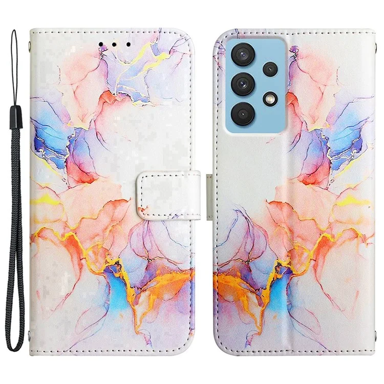 YB Pattern Printing Leather Series-5 for Samsung Galaxy A33 5G Marble Pattern Phone Case with Wallet Stand - Milky Way Marble White LS004