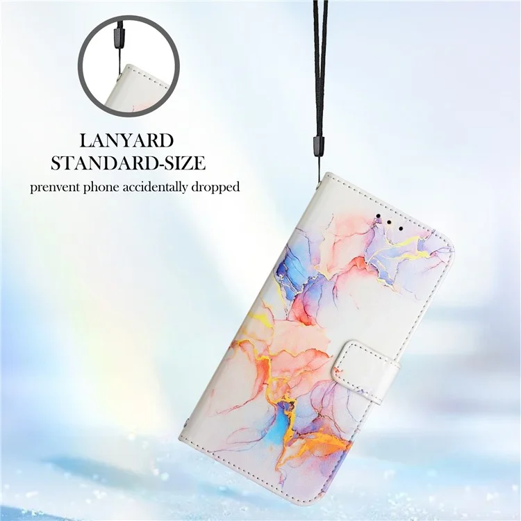 YB Pattern Printing Leather Series-5 for Samsung Galaxy A33 5G Marble Pattern Phone Case with Wallet Stand - Milky Way Marble White LS004