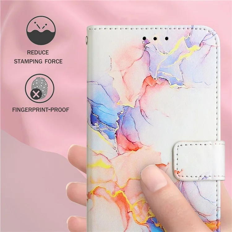 YB Pattern Printing Leather Series-5 for Samsung Galaxy A33 5G Marble Pattern Phone Case with Wallet Stand - Milky Way Marble White LS004