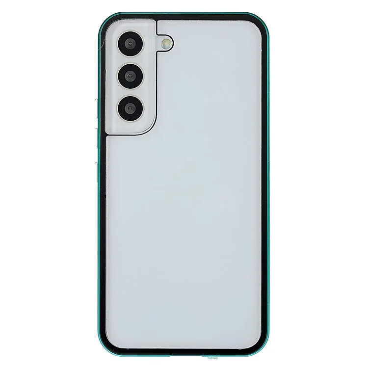 Para Samsung Galaxy S22 5G Anti-peep Magnetic Closure Phone Case Marco de metal + Cubierta de protección de cristal templado completa - Verde