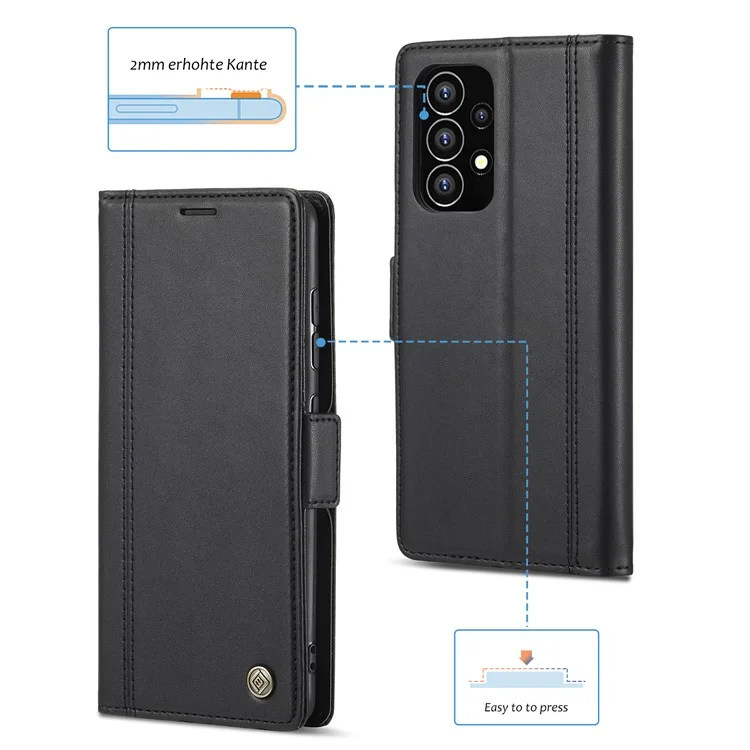 Lc. Imeeke Para Samsung Galaxy A53 5G PU Cubierta de Cuero Doble Magnético Magnético Phone Store Willet Cape - Negro