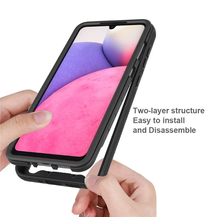 Hybrid Phone Case for Samsung Galaxy A33 5G, PC+TPU All-Round Protection with PET Screen Protector - Black