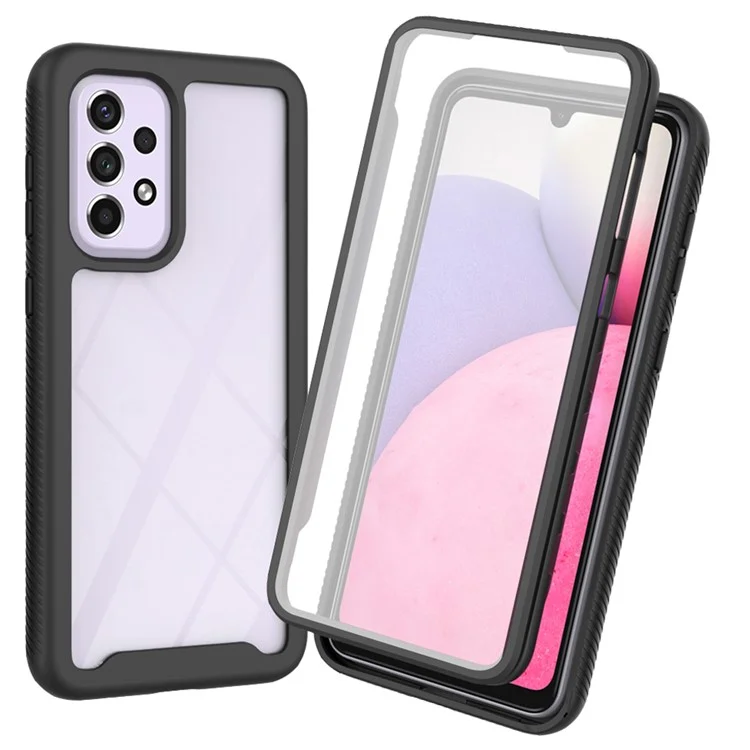 PC+TPU Case de Teléfono Híbrido Para Samsung Galaxy A53 5G, Diseño Completo de Cubierta Con Protector de Pantalla de Mascotas - Negro