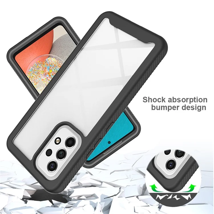 PC+TPU Case de Teléfono Híbrido Para Samsung Galaxy A53 5G, Diseño Completo de Cubierta Con Protector de Pantalla de Mascotas - Negro