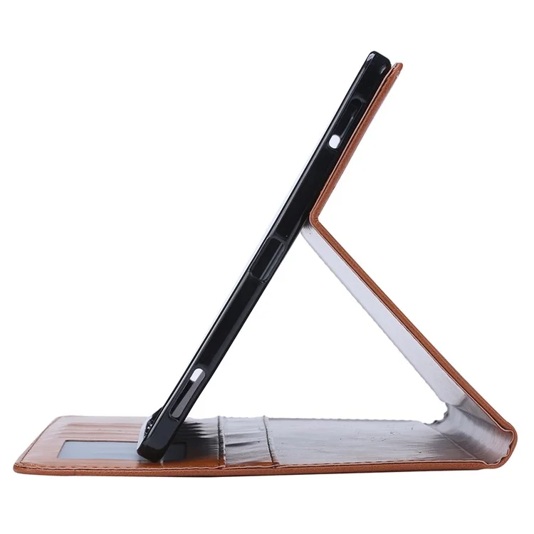 For Samsung Galaxy Tab S8+ Wi-Fi SM-X800 Outer Card Slot Design Shockproof PU Leather Stand Wallet Function Tablet Case Cover with Pen Slot - Wine Red