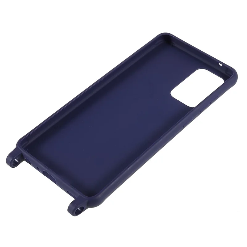 For Samsung Galaxy A53 5G Flexible Matte TPU Phone Cover with Wide Strap All-Round Protection Case - Dark Blue