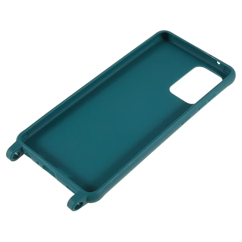 For Samsung Galaxy A53 5G Flexible Matte TPU Phone Cover with Wide Strap All-Round Protection Case - Dark Green