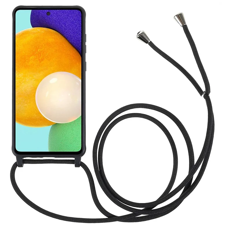 Voor Samsung Galaxy A53 5G Anti-val Flexibele Matglas TPU-telefoonhoes met Verstelbare Dunne Band - Zwart