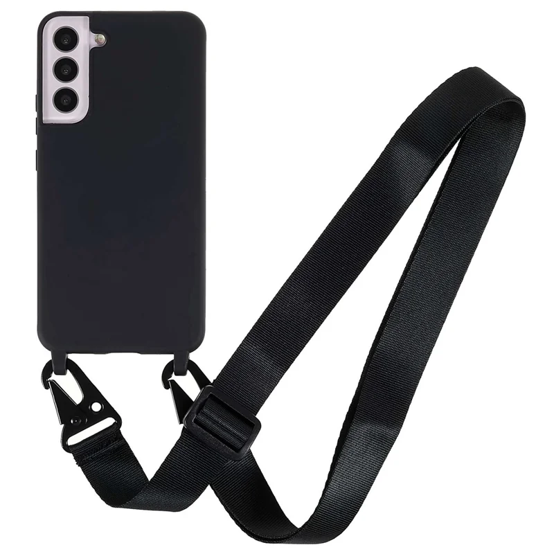 For Samsung Galaxy S22+ 5G Flexible Matte TPU Phone Cover with Wide Strap Freely-Twisted Case - Black