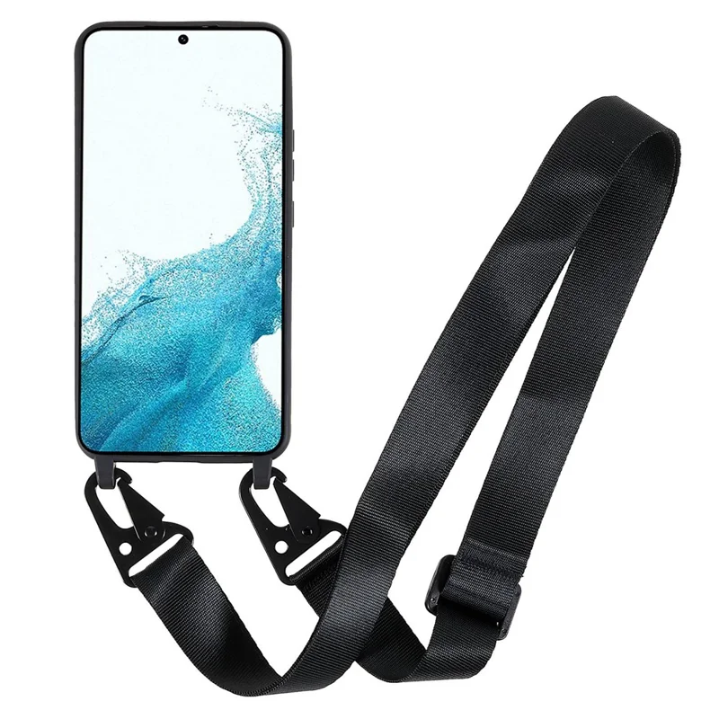 For Samsung Galaxy S22+ 5G Flexible Matte TPU Phone Cover with Wide Strap Freely-Twisted Case - Black