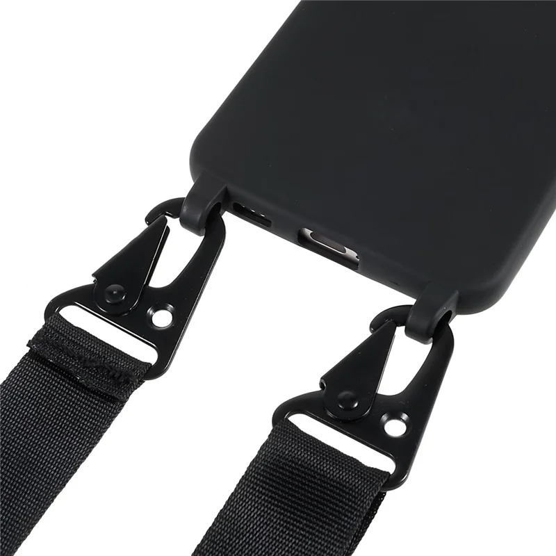 For Samsung Galaxy S22+ 5G Flexible Matte TPU Phone Cover with Wide Strap Freely-Twisted Case - Black
