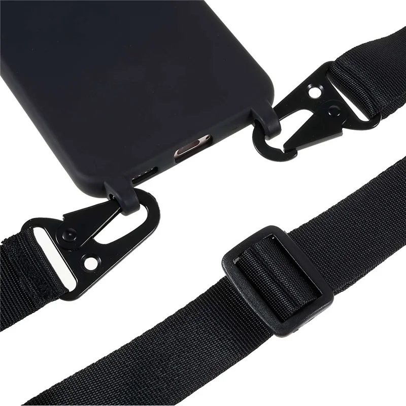 For Samsung Galaxy S22+ 5G Flexible Matte TPU Phone Cover with Wide Strap Freely-Twisted Case - Black