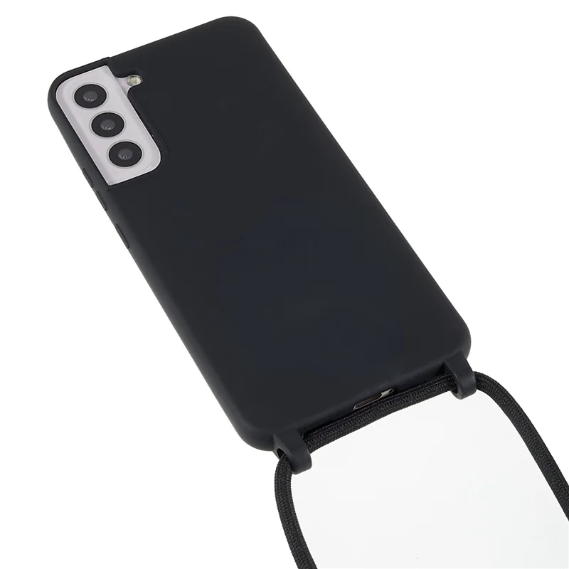 For Samsung Galaxy S22 5G Frosted Surface TPU Phone Cover All-Round Protection Flexible Case with Adjustable Thin Strap - Black