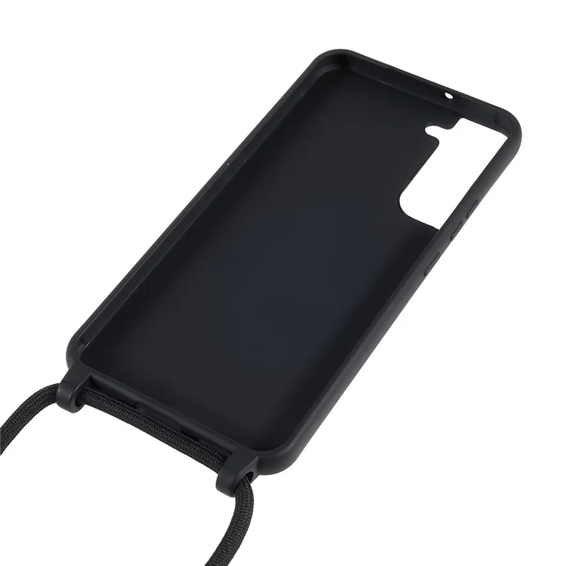 For Samsung Galaxy S22 5G Frosted Surface TPU Phone Cover All-Round Protection Flexible Case with Adjustable Thin Strap - Black